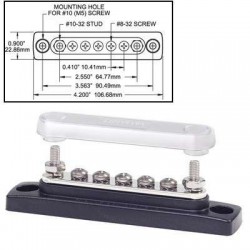 Bornier de connexion Mini Bus 7 plots 100A + couvercle Bornier de connexion Mini Bus 7 plots 100A + couvercle