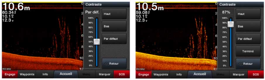 réglage sondeur contraste