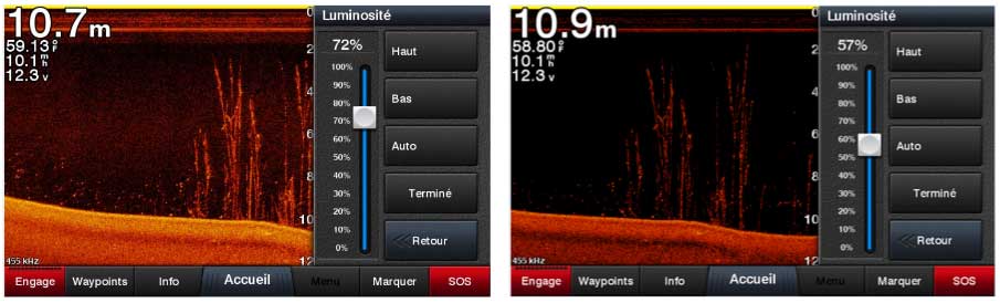 réglage sondeur luminosité