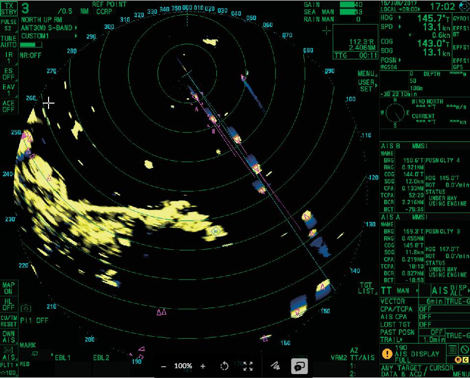 écran radar et ais