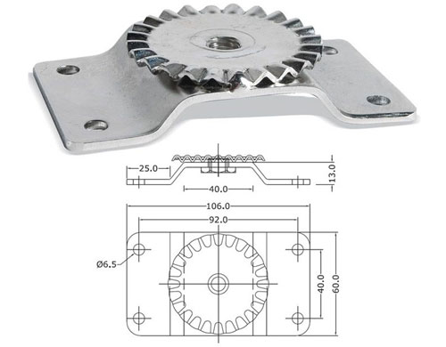 Platine inox pour fixation plat-bord