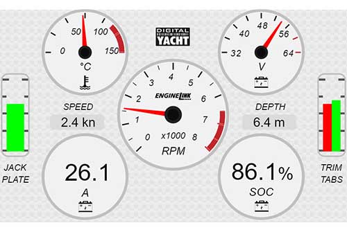Affichage simultané des données moteurs Enginelink digital yacht