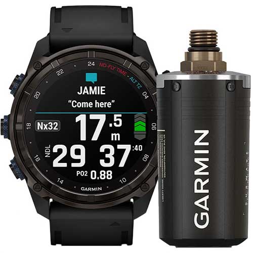 Communication, envoi de message entre un groupe de plongeurs avec la sonde de pression Garmin Descent T2