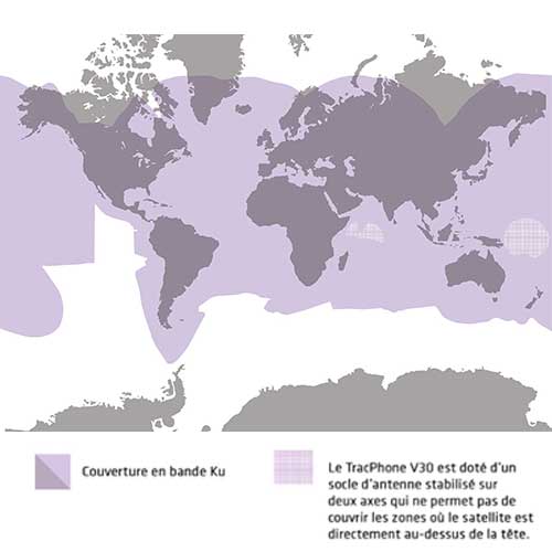 Couverture mondiale du réseau internet TracPhone V30 KVH