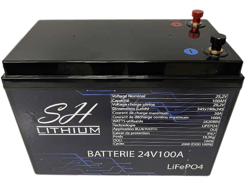 batterie lithium LifeP04 24V 100A SH LITHIUM