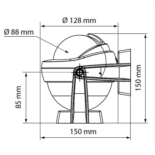 Plastimo compas Offshore 95 sur étrier - dimensions