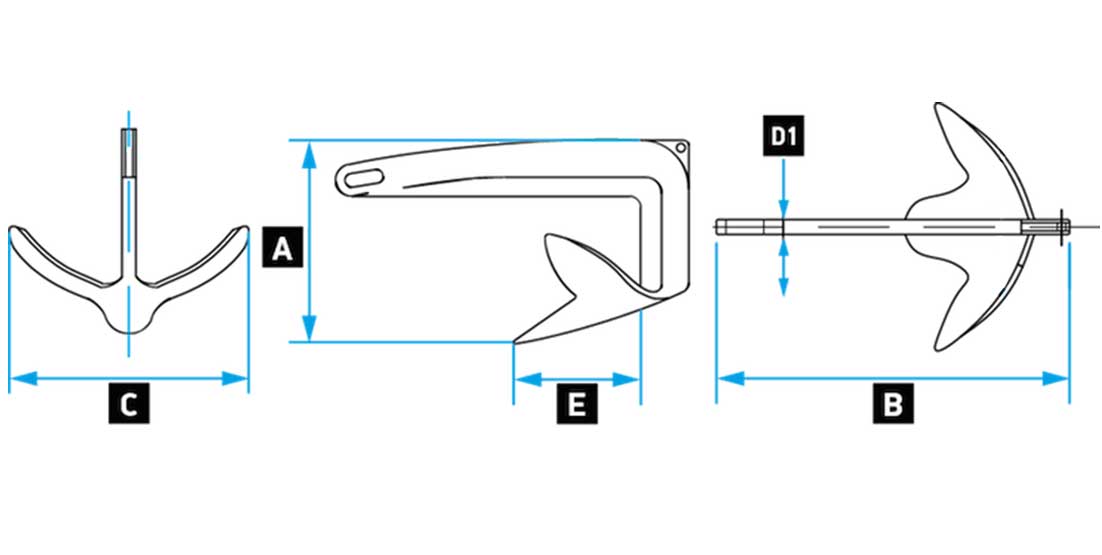 Dimensions ancre Claw acier galvanisé