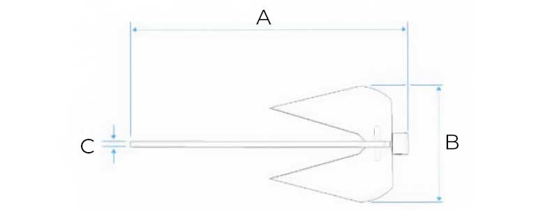 Schéma dimensions ancre fox -tecmar