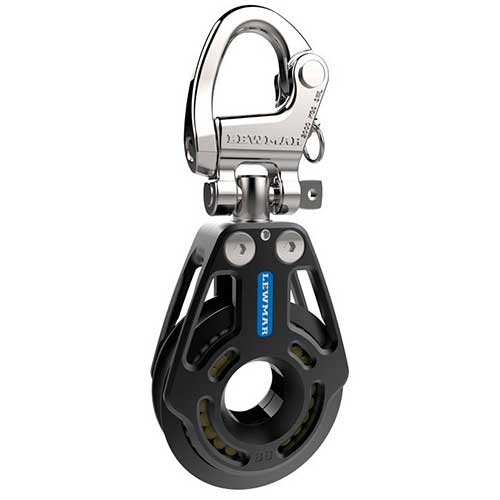 Poulie Lewmar Racing HR simple avec mousqueton 80 mm